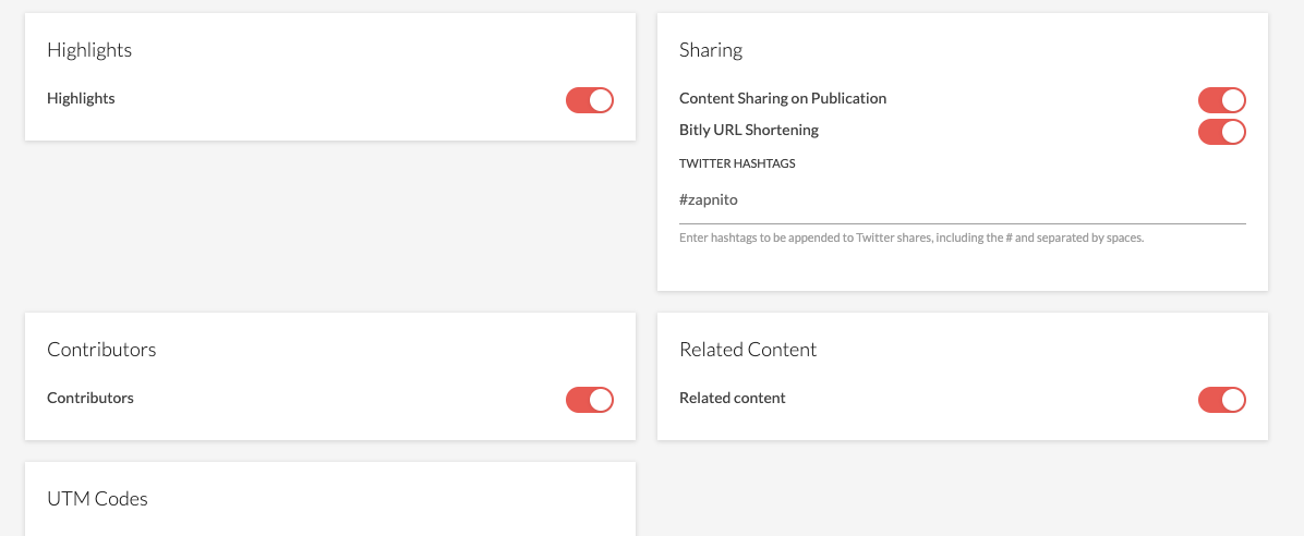 New settings page